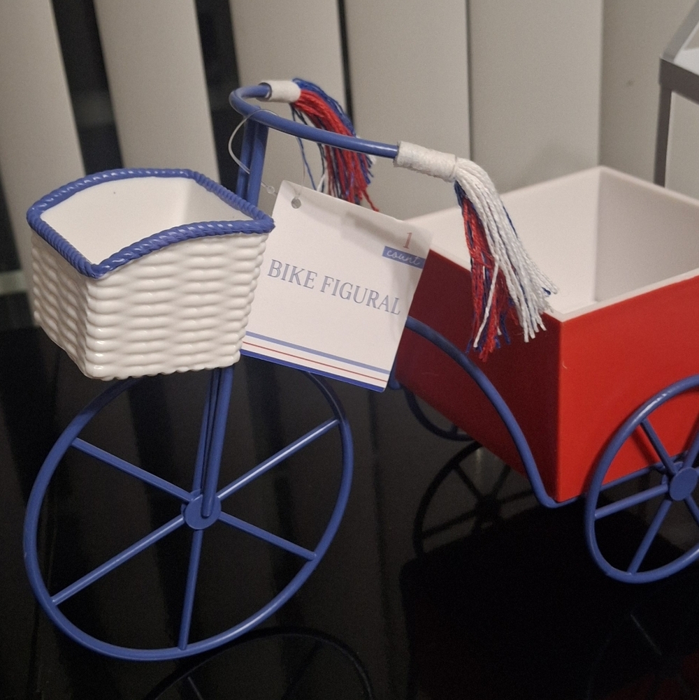 Red and Blue Decorative Bicycle Planter And Greenhouse Style Planter - Picture 7 of 8